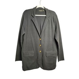 Lauren Ralph Lauren Sweater Knit Blazer Women's Size 2X Navy Blue Cotton Blend